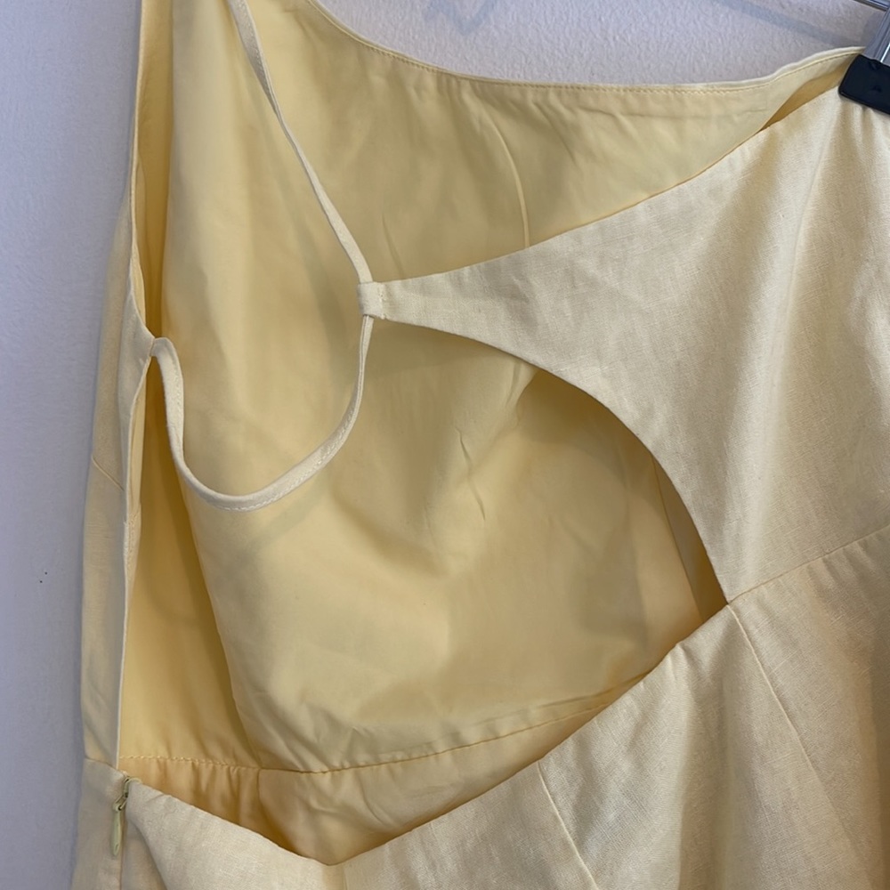 NA-KD Linen Yellow Mini Dress | Size 36 (US - Small) - Picture 12 of 16